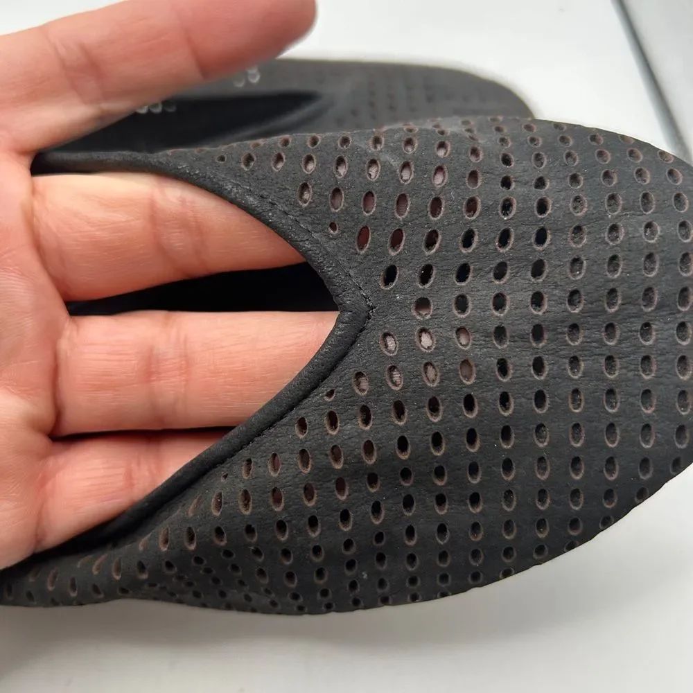 Eileen Fisher Humor Suede Ballet Flats Slip-On Black 9 1/2 perforated leather - Picture 11 of 12